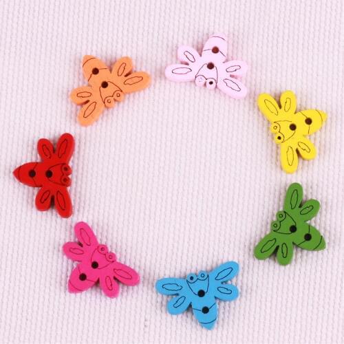 2 Holes Big Bee Wood Animal Buttons Sewing 20mm Mixed Natural Color Craft Accessoires Supplies Fasteners For Girls Clothes 60pcs