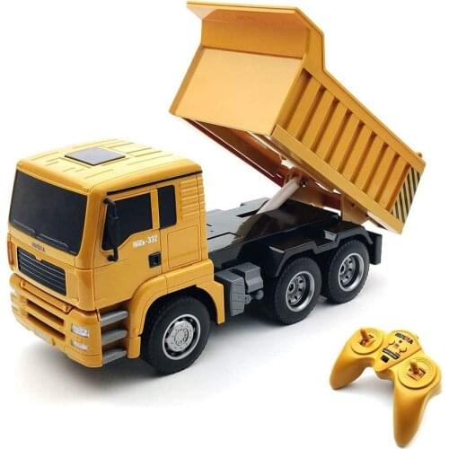 Rc Car Toys Huina 1332 6 Channel Dump Truck Remote Control Construction Vehicle Toy With Sound And Light Kid Gift for Boys Adult