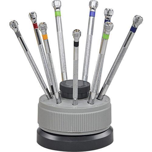 HLZS-Set Of 9 Professional Watch Screwdrivers on Stand