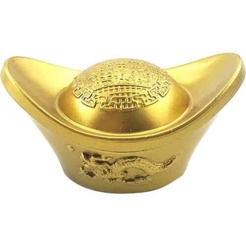 Fake Gold Chinese Ancient Yuanbao Ingot Small FengShui Ornaments Wealth Gold Ingot Home Decoration Gifts