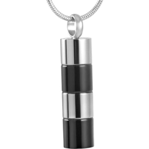 Cremation Jewelry for Man Stainless Steel Casual/Sporty Black Streak Cremation Urn Ashes Pendant Necklace