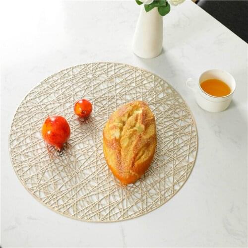 Round PVC Placemat Kitchen Table Mat Steak Mat Anti-scald Heat Insulation Mat Restaurant Home Decoration Placemat