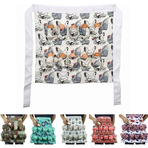 Kitchen Farm Hen Print Two-row Chicken Egg Collecting Gathering Holding Apron Pocket Housewife Farmhouse Kitchen Home Workwear
