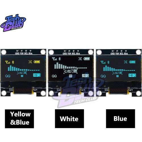 4Pin 0.96" OLED Display Module White/Blue/Yellow Blue 0.96 inch OLED 128X64 IIC I2C SSD1306 12864 LCD Screen Board for Arduino