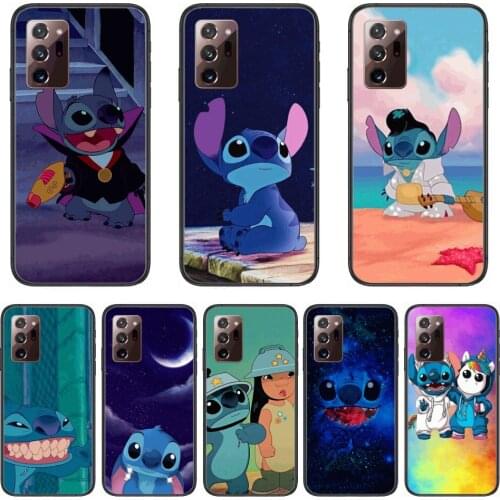 Cartoon phone case stitch Phone Case cover hull For SamSung note20 10 9 8 4 pro plus black prime soft bumper Transparent