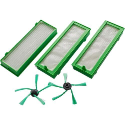 Accessories Set for Vorwerk Kobold VR200 & VR300 Vacuum Robots - 3X HEPA Filters & 2X Side Brushes
