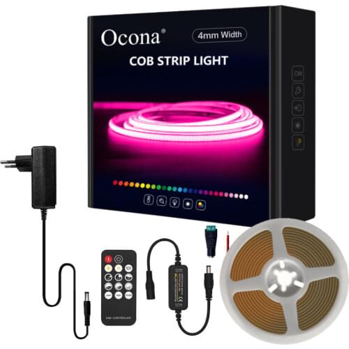 Full Set Dimmable COB LED Strip Light Linear 12V 24V Tape Flexible 480LEDs/m Room Decor Wall Warm White Red Pink Blue Green DIM