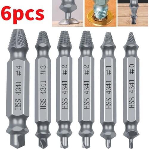 6pcs Damaged Screw Extractor Drill Bits Guide SetScrew Extractor Out Remover Broken Bolt Stud Removal Tool