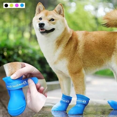Dog Shoes Pet Rainshoes Waterproof Silicone Anti-skid Boots For Small Medium Large Dogs Cats Rainy Days Appear Pet Supplies