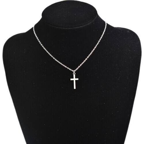 Simple Cross Pendants Necklaces Women Silver Color Chain Choker Necklace Female Bohemian Metal Jewelry bijoux collares
