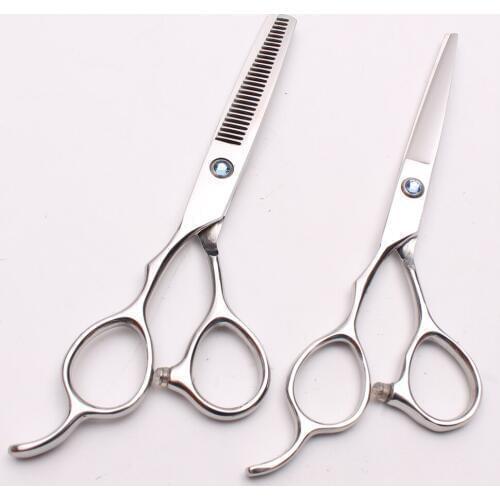 Left Hand 6" 17.5cm Engraving Logo Blue Hairdressing Scissors Thinning Shears Cutting Scissors Professional Hair Scissors C8000