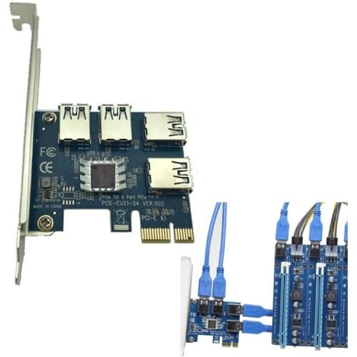 PCI-E PCI Express Card Expand Cards Board PCIE 1 to 4 USB 3.0 Adapter 1x to 4-port 16x Adaptor Riser Card for Bitcoin BTC Mining
