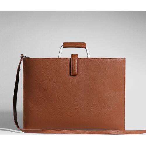 Top-grade Fashion A4 manager bag genuine leather briefcase handbag padfolio business office documents bag for tablet/macbook