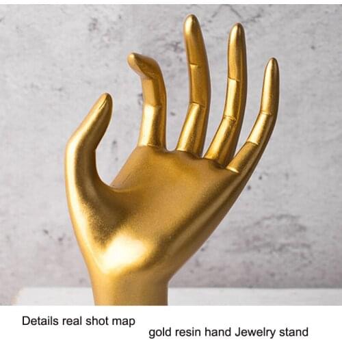 High Level Gold Resin Hand Ring Necklace Bracelet Bangle Watch Jewelry Display Stand Holder Jewelry Storage Rings Display Tray