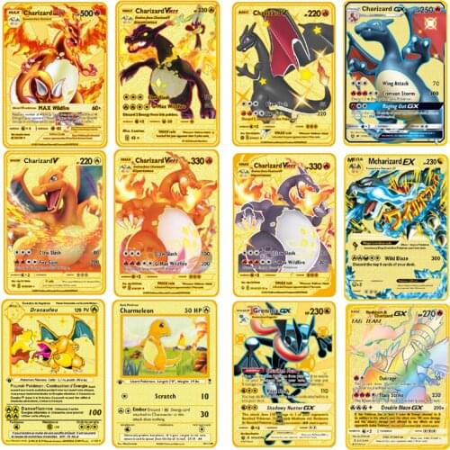 Pokemon Pv French Card Game Anime Pokemon Card Battle Card Gold Charizard Pikachu Action Figure Collection Card Model Child Toy
