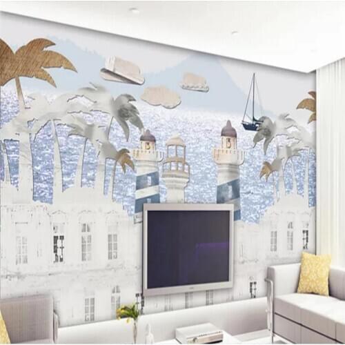 Custom wallpaper Mediterranean Castle personality creative wallpaper TV living room bedroom mural decoration waterproof material