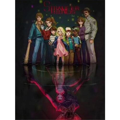 Stranger Things Poster DIY Embroidery 11CT Cross Stitch Kits Needlework Craft Set Printed Canvas Cotton Thread Home Room