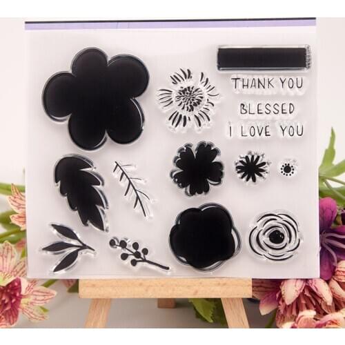 Clear Stamp for Scrapbooking Transparent Stamps Silicone Rubber Stamps for Card Making DIY Photo Album Decor Flower