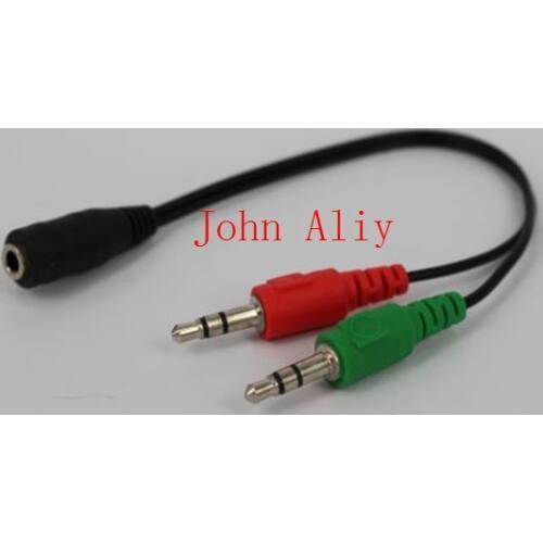 Wholesale 3 pole Stereo 3.5mm Jack 2 Male Headphone and Microphone to Female Sound Audio Y Splitter Cable for laptop Smartphone