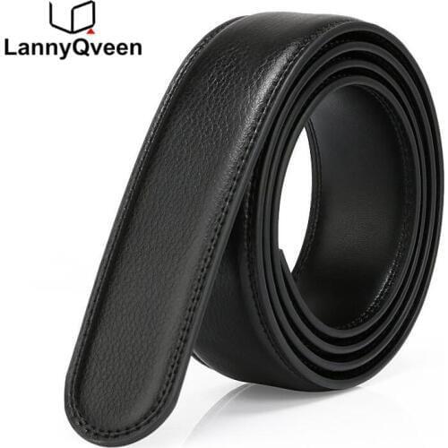 LannyQveen No Buckle belt 3.1cm Black Brown colors Genuine Leather Automatic Belts Strap Men ribbon belt free shipping