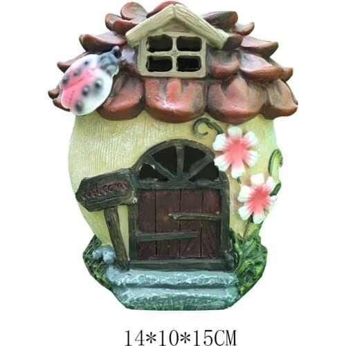 Fairy House Solar Garden Statue Patio Sculpture Waterproof Abstract Decor