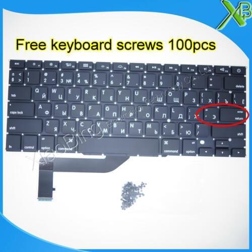 Brand New For MacBook Pro Retina 15.4" A1398 Small Enter RS Russian keyboard+100pcs keyboard screws 2013-2015 Years