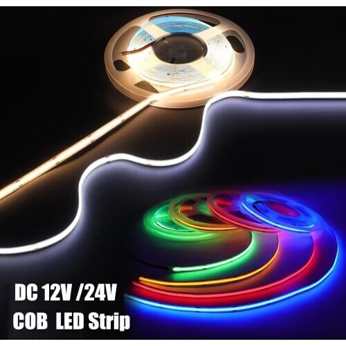 COB LED Strip Light DC12V 24V High Density Flex Tape Dimmable LED Light FOB Linear Ribbon warm/natural white 3000K 4000K 6000K