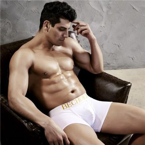 Mens flat-angle panties Low-waisted sexy cotton comfortable breathable solid-color base underwear