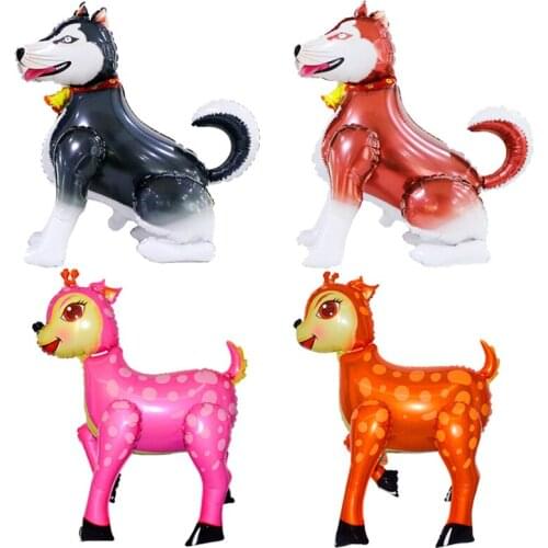 3D Husky Dog Sika Deer Standing Foil Balloons Walking Animal Air Balloon baby shower Birthday Party Decoration Kids Toys Globos