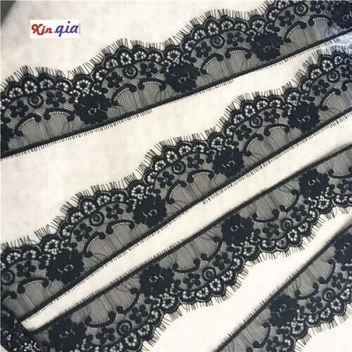 High-quality Eyelash French Lace 3m length wavy lace DIY accessories clothes dress decoration white and black 0176