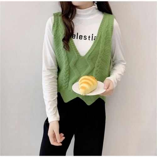 Spring Autumn Women Sweater Vest Women Clothing Korean Wool Vest Knitted Vest Open Back Sleeveless Sweater Tops