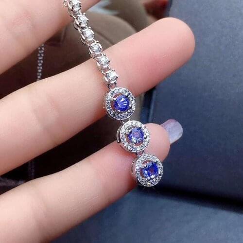New Design Tanzanite necklace Natural Real Tanzanite Pendant Solid S925 Sterling Silver For Women Colour Gem Stone Fine Jewelry