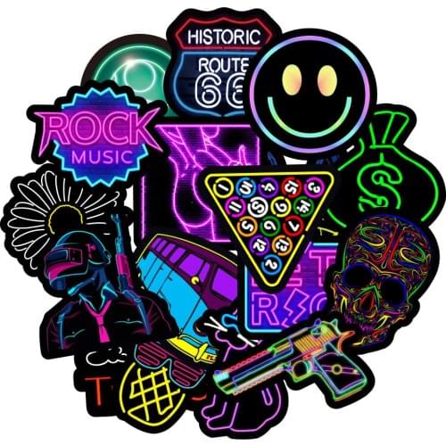 10/30/50PCS Purple Neon Creative Stickers Graffiti Refrigerator Computer Mobile Phone Water Cup Decoration Sticker
