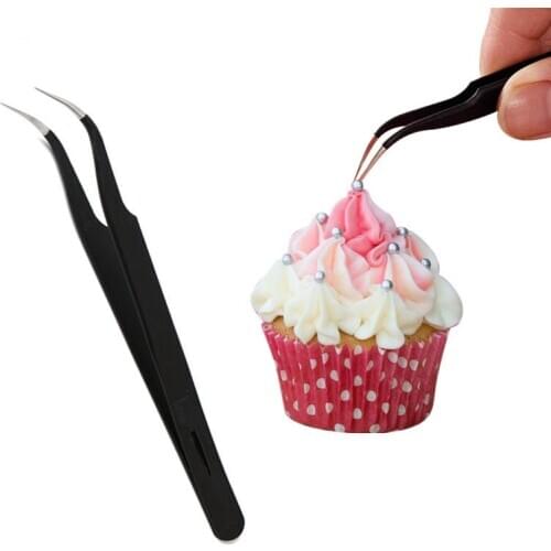 2Pcs/lot Anti-static Elbow Straight Stainless Steel Tweezers Cake Mold Sugarcraft Tool for Kitchen Bakeware Decoration QA 123
