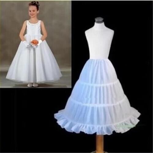 3 Hoops White A-Line Flower Girl Dress Petticoat Top Quality Child Underskirt For Flower Girl Dresses