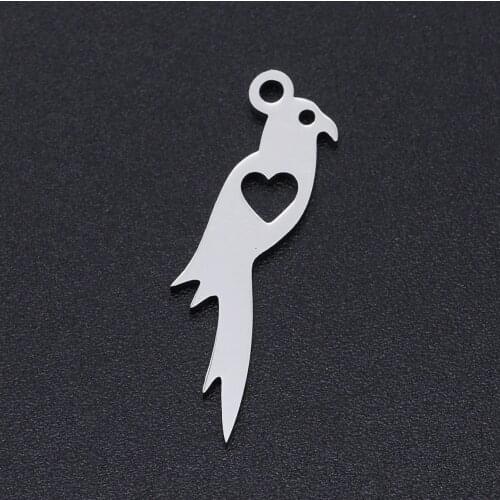 5pcs/lot 100% Stainless Steel Parrot Charm Pendants Wholesale Top Quality Bracelets Pendants Never Tarnish Accept OEM Order