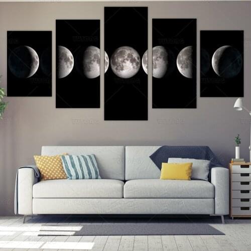Canvas Wall Art Prints The Moon Phases Pictures to Photo Paintings on Canvas Wall Art for Home Office Decor 5 Pieces Stretched O