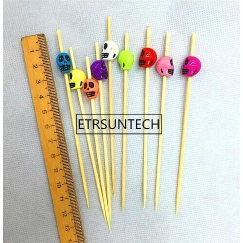 50sets Cocktail Pickle Skull Bamboo Toothpick Disposable Natural Toothpicks Family Restaurant Fruit Kitchen Accessories