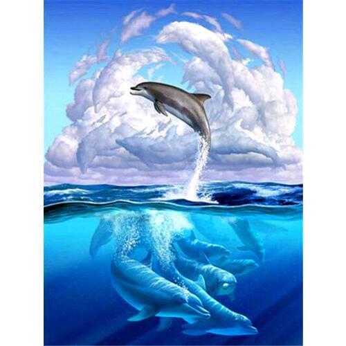 Dolphins sea Needlework DIY 5d Diamond Painting Cross Stitch Square Diamond Embroidery Home Christmas Decoration new year gift