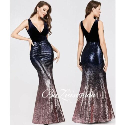 BAZIIINGAAA Luxury Woman Cocktail Dress Beaded Sequins Long Elegant Night Cocktail Party Formal Dresses for Wedding Plus Siz