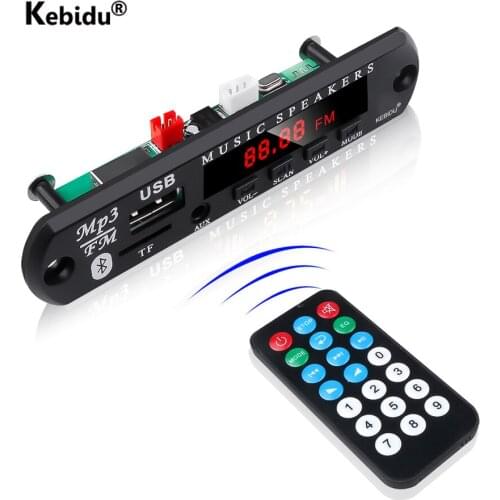 Kebidu 5V To 12V Bluetooth MP3 WMA Decoder Board Wireless MP3 Player Car Audio USB TF FM Radio Module For Car Speaker