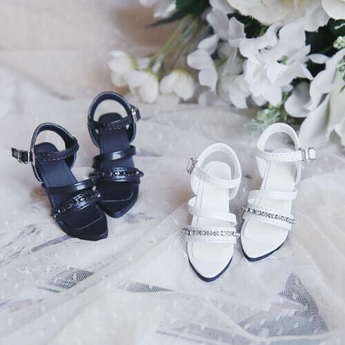 [wamami] Black/White For 1/4 MSD 1/3 SD DZ BJD Dollfie High Heel Sandals/Shoes