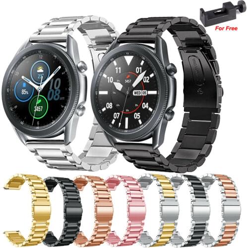22mm Stainless Steel Band For Samsung Galaxy Watch3 45mm 46mm 20mm Metal Bracelet Strap For Watch 3 41mm Galaxy 42mm Active 1 2