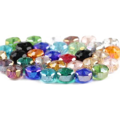 YHBZRET Wheel shape Austrian crystal beads 8x6mm 50pcs Flat round Loose Spacer Glass Bead for Jewelry making Bracelet Women DIY