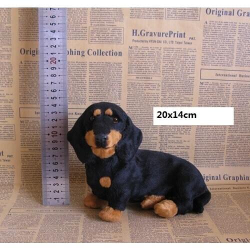 About 20x14cm black dachshund dog polyethylene&fur dog hard model handicraft home decoration Xmas gift b1707