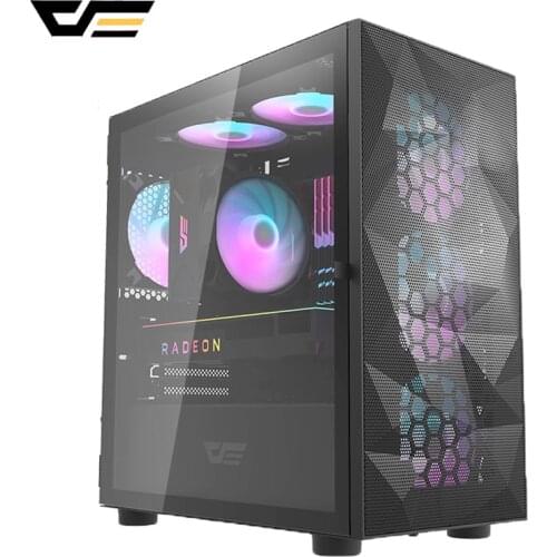 DarkFlash PC Gaming Case ATX Support M-ATX/ITX Cabinet Grid Mesh Front Panel Door Opening Tempered Glass 240mm Water Cooler