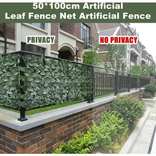 Artificial Plant Leaf Fence Privacy Hedge Plant Panel Decoration for Garden / Courtyard