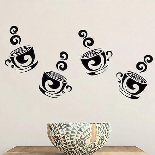 JX-LCLYL New Coffee Cups Wall Stickers Art Decal Restaurant Kitchen Cafe Decor Removable