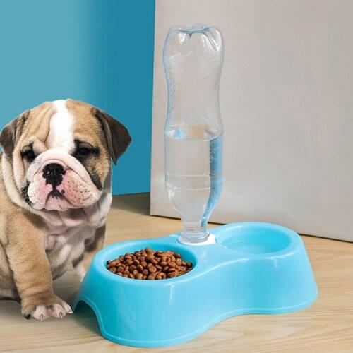 Pet Feeder Cat Dog Water And Food Bowl Set Bottle Not Included