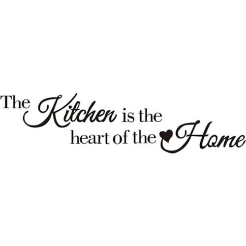 Kitchen Wall Sticker Oil-Proof Lettering Phrase "Kitchen Is The Heart" Wall Sticker Detachable Waterproof Wallpaper